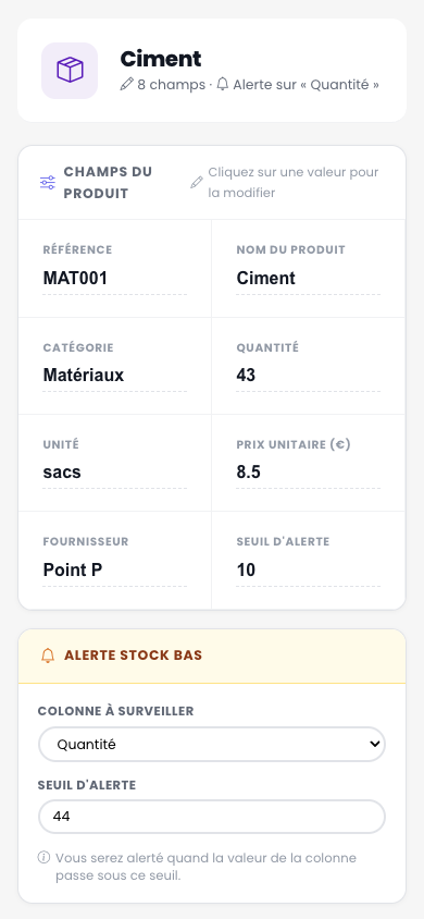 Aperçu mobile du stock Stackly
